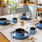 Ceramic Dinnerware Sets for 4,Porcelain Plates and Bowls Sets,Handmade Reactive Glaze Dishes Set,Chip Resistant and
