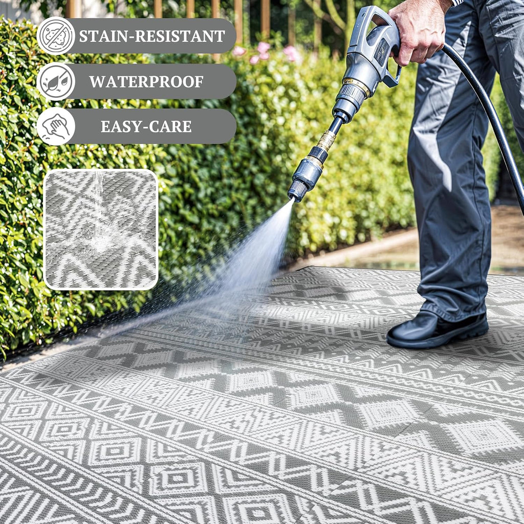 Waterproof Outdoor Rug, Reversible Plastic Straw Patio Camping Rugs, Outdoor Indoor RV Mat Carpet, Outside