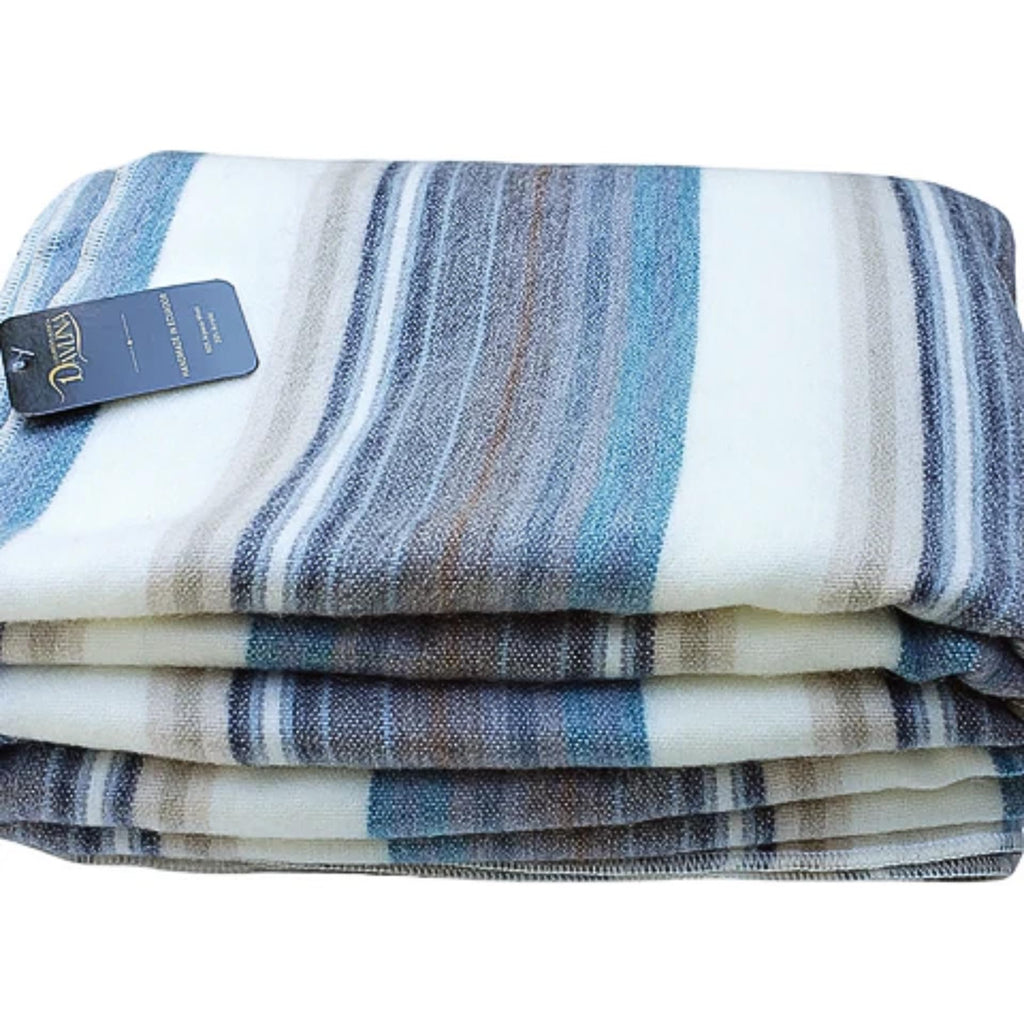 Alpaca Wool Throw Blanket | Super Soft, Lightweight, Breathable and Hypoallergenic | Non-Itchy or Scratchy (Blue