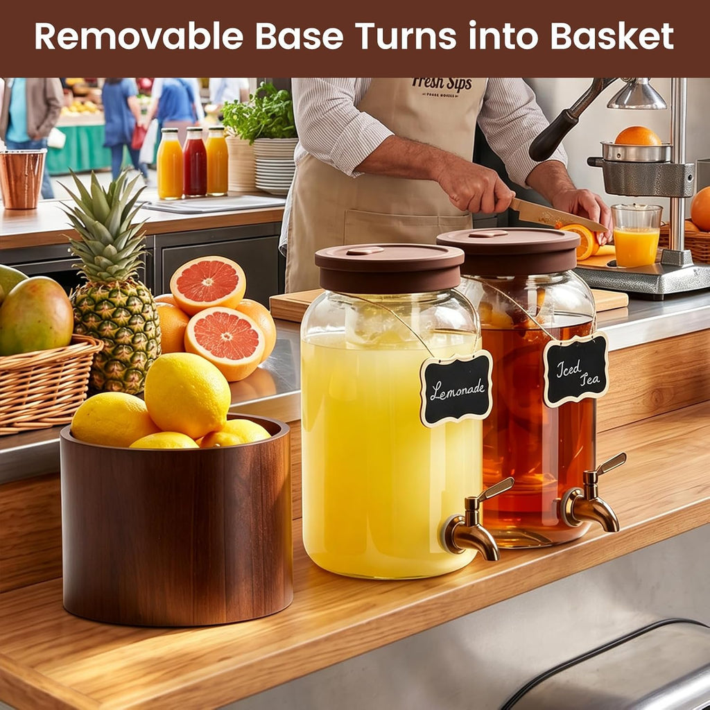 1 Gallon Glass Drink Dispenser for Parties Beverage Dispenser