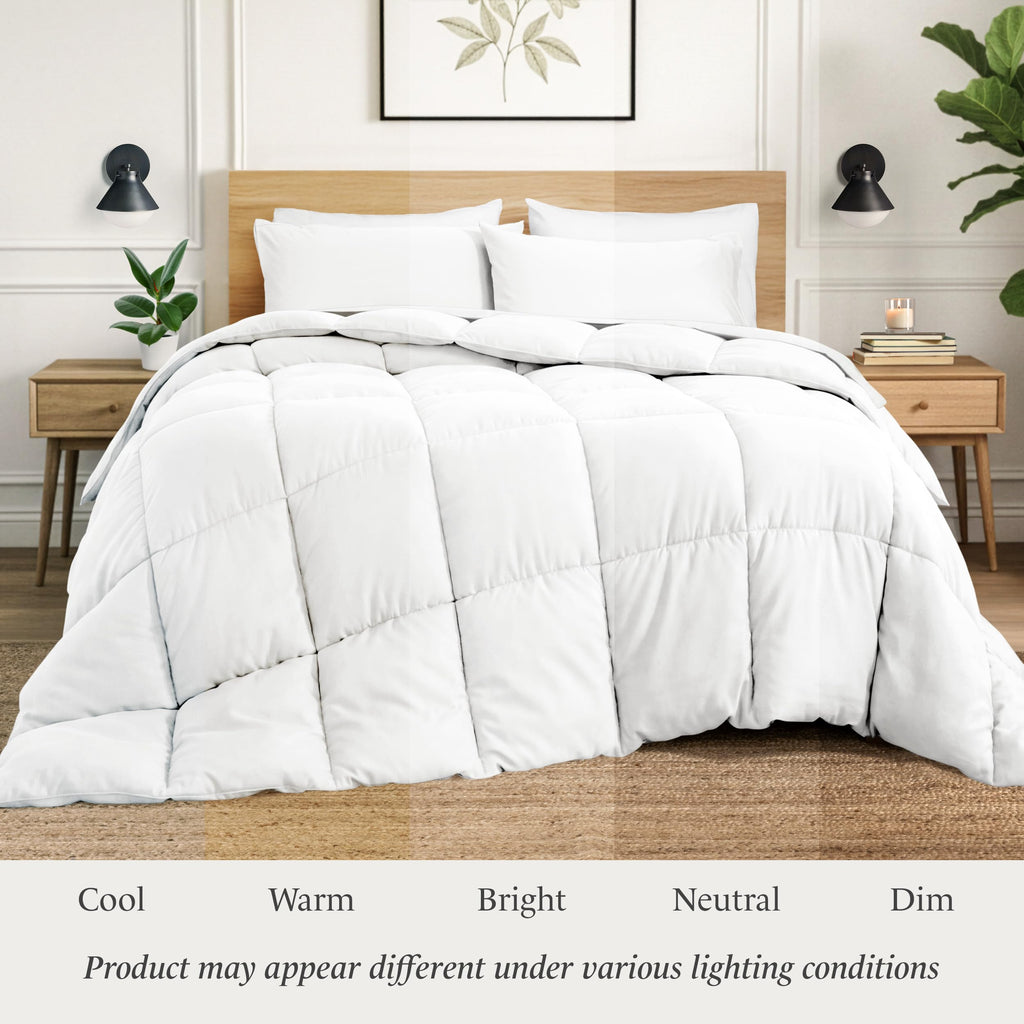 Comforter - Ultra-Soft 1800 Microfiber - Easy Care - All Season Warmth - Bedding Comforter (King/Cal King, White)
