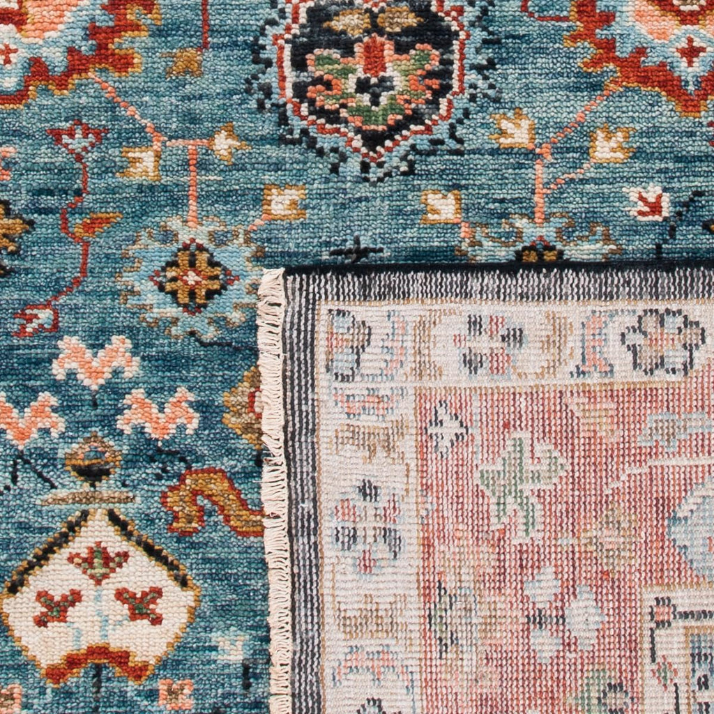 Samarkand 9' x 12' Blue / Red Hand-Knotted Traditional Oriental Premium Wool Area Rug
