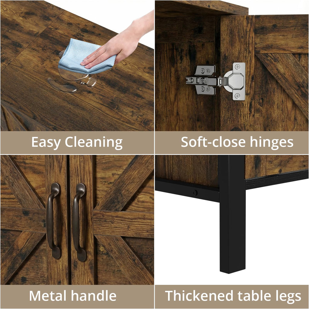 100-150 Gallon Fish Tank Stand with Power Outlet & Cabinet, Brown