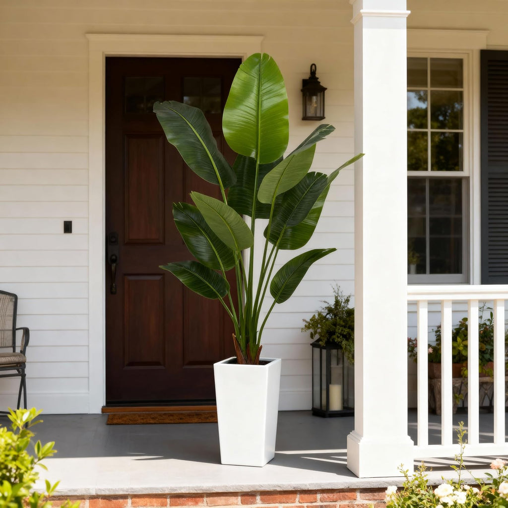 6ft Artificial Bird of Paradise Tree Decor, 6 Feet Faux Floor Plant Fake Silk Banana Leaf Tropical Trees with Pot for