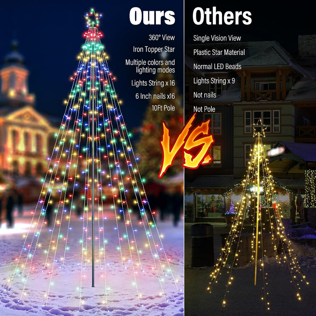 10Ft Color Changing Christmas Tree Lights - Warm to Multicolor