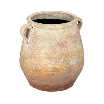 Whitewashed Terra-Cotta Urn, Beige