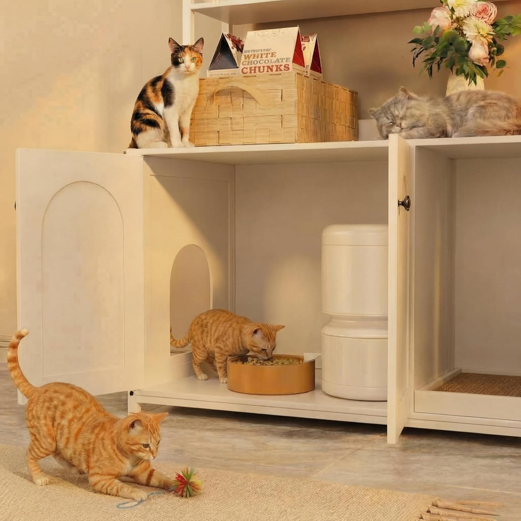 Large Litter Box Enclosure with Storage Shelves