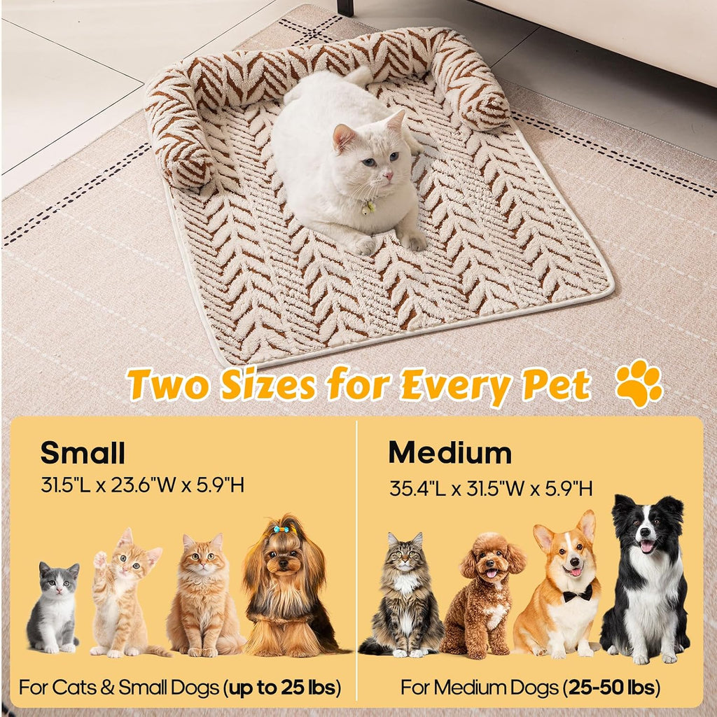 Calming Dog Bed Mats with Neck & Head Support, 35.43 x31.5 inch Khaki