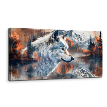 Silver Wolf Wall Art, Winter Landscape Canvas Prints 20"X40"