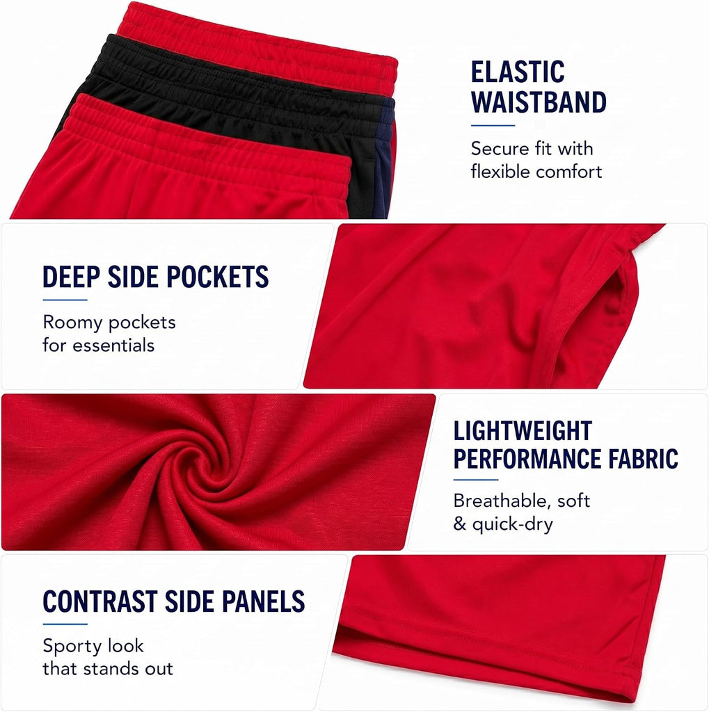 Boys Basketball Shorts 4 Pack Performance Active Mesh Shorts