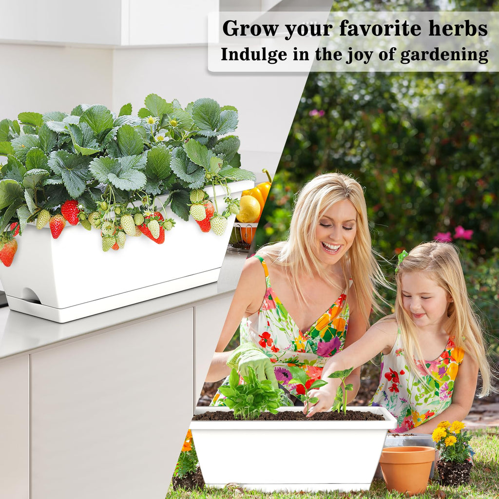 Planter Boxes for Domestic Gardening 8 Pcs, 17 Inch Long Window Sill Planter Box Outdoor, Plastic Rectangular Window