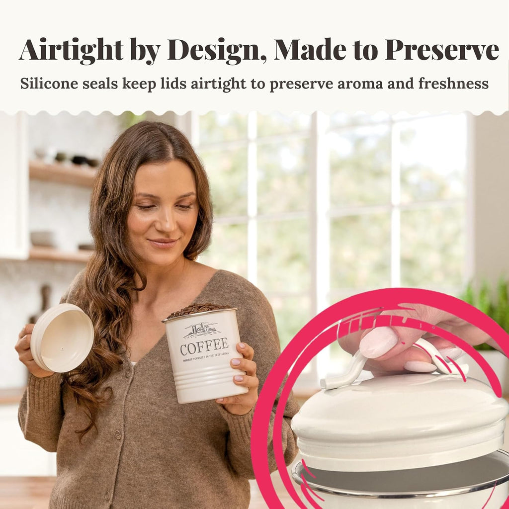 Kitchen Canisters for Countertop, 3-Piece Set with Utensil Holder - Set of 3