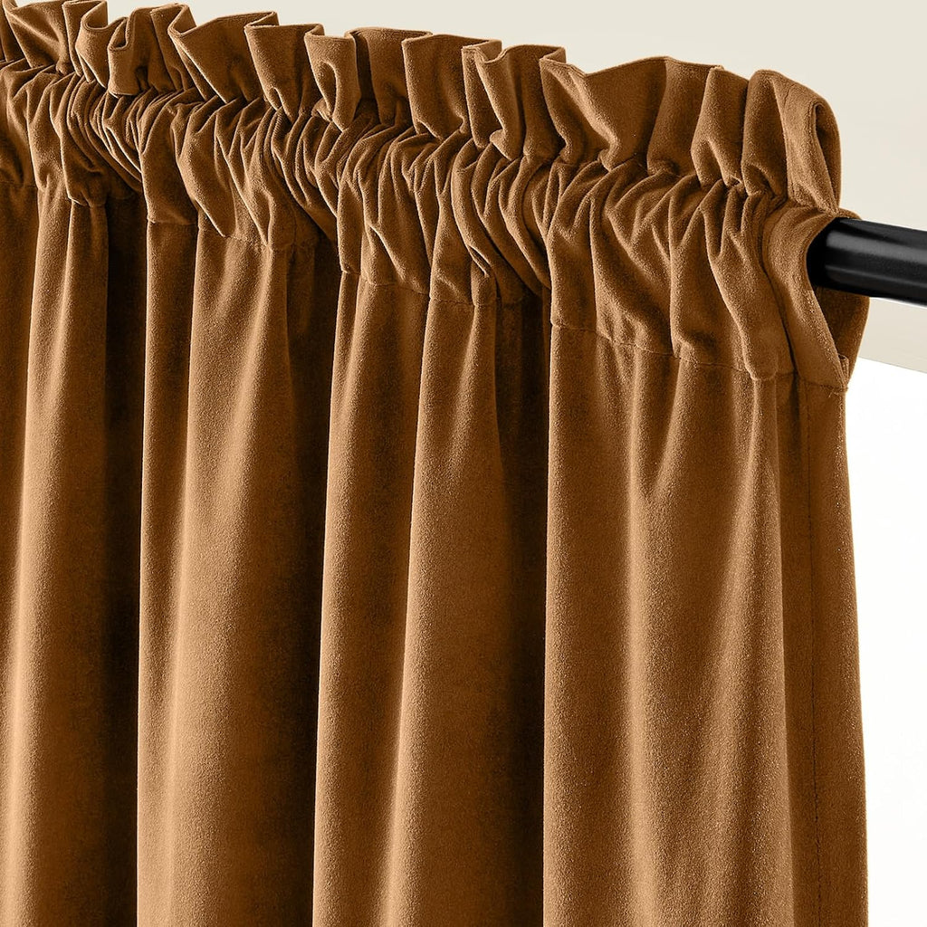 Velvet Blackout Curtains Thermal Insulated Room Window Drapes Super Soft Luxury Curtains for Living Room Bedroom Rod