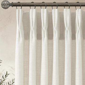 Pinch Pleated Linen Curtains 96 Inch, 2 Panels Premium 400GSM Memory Trained Semi Sheer Light Filtering Window Drapes