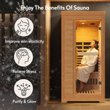 1-2 Person 6.3Ft Infrared Sauna, 7 Color Full Spectrum Wood Dry Sauna. Canadian Hemlock Indoor Saunas with 1745W 20Min