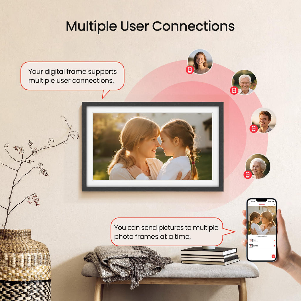 64GB Frameo 21.5" Digital Picture Frame Large WiFi Electronic Photo Frames