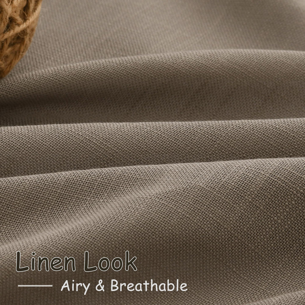 Extra Long Curtains 2 Panels 102 Inches Long Dark Taupe Back Tab Rod Pocket Light Filtering Semi Sheer Drapes Cotton