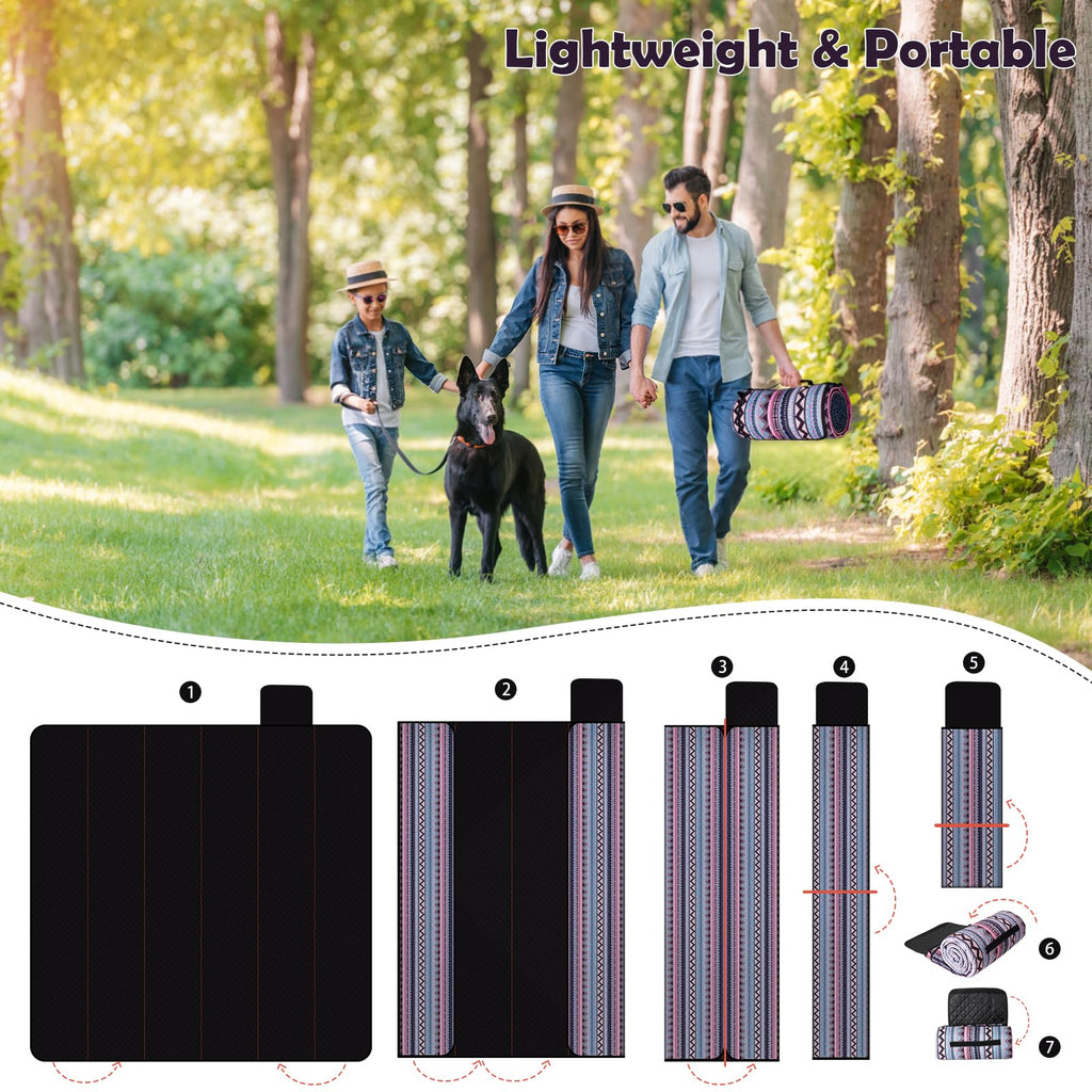 Waterproof Picnic Outdoor Blanket, 79"x79" Beach Camping Mat