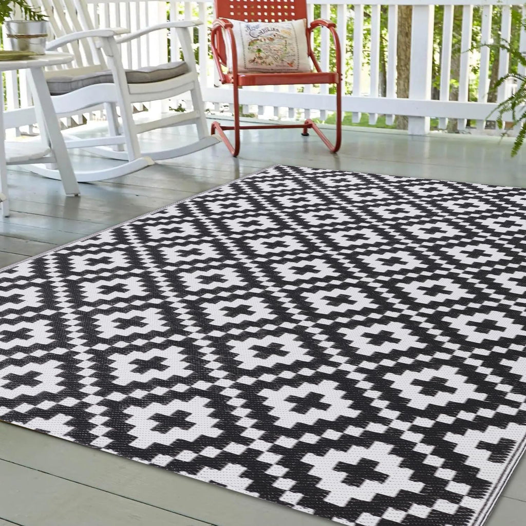 9' x 12', Plastic Straw Rug, Outdoor Patio Rugs, RV Rug, Large Floor Mat and Rugs for Outdoors, RV, Patio, Backyard