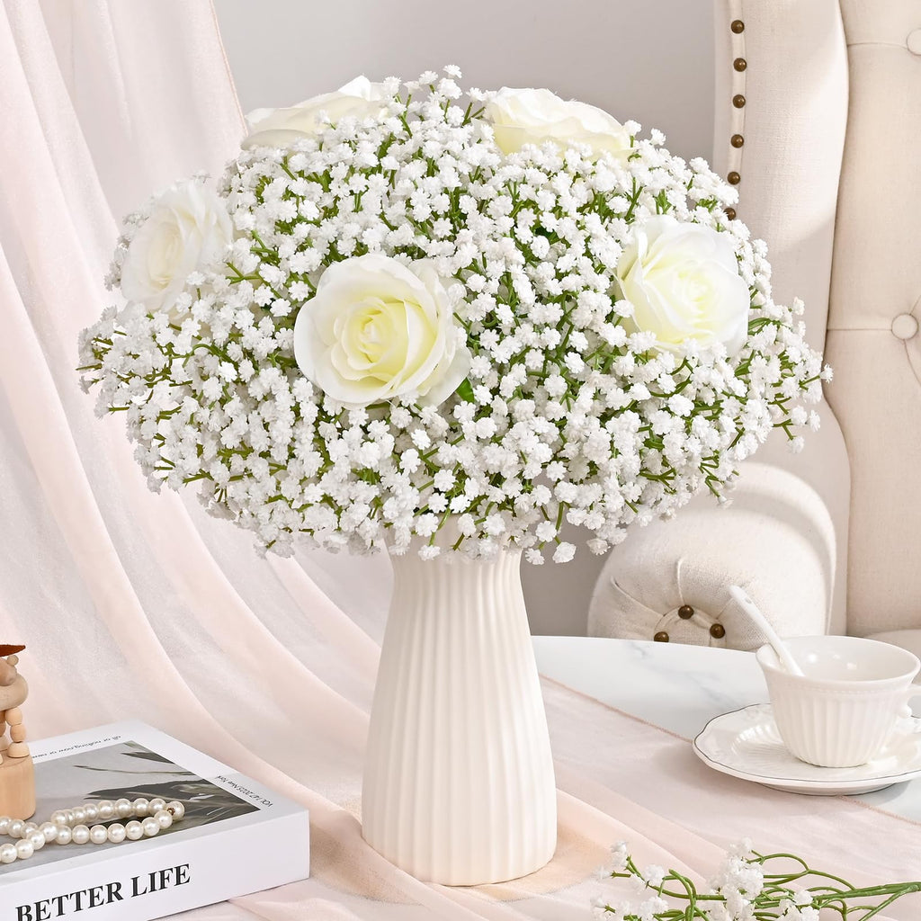 42 Branches Babys Breath Artificial Flowers White Fake Flowers
