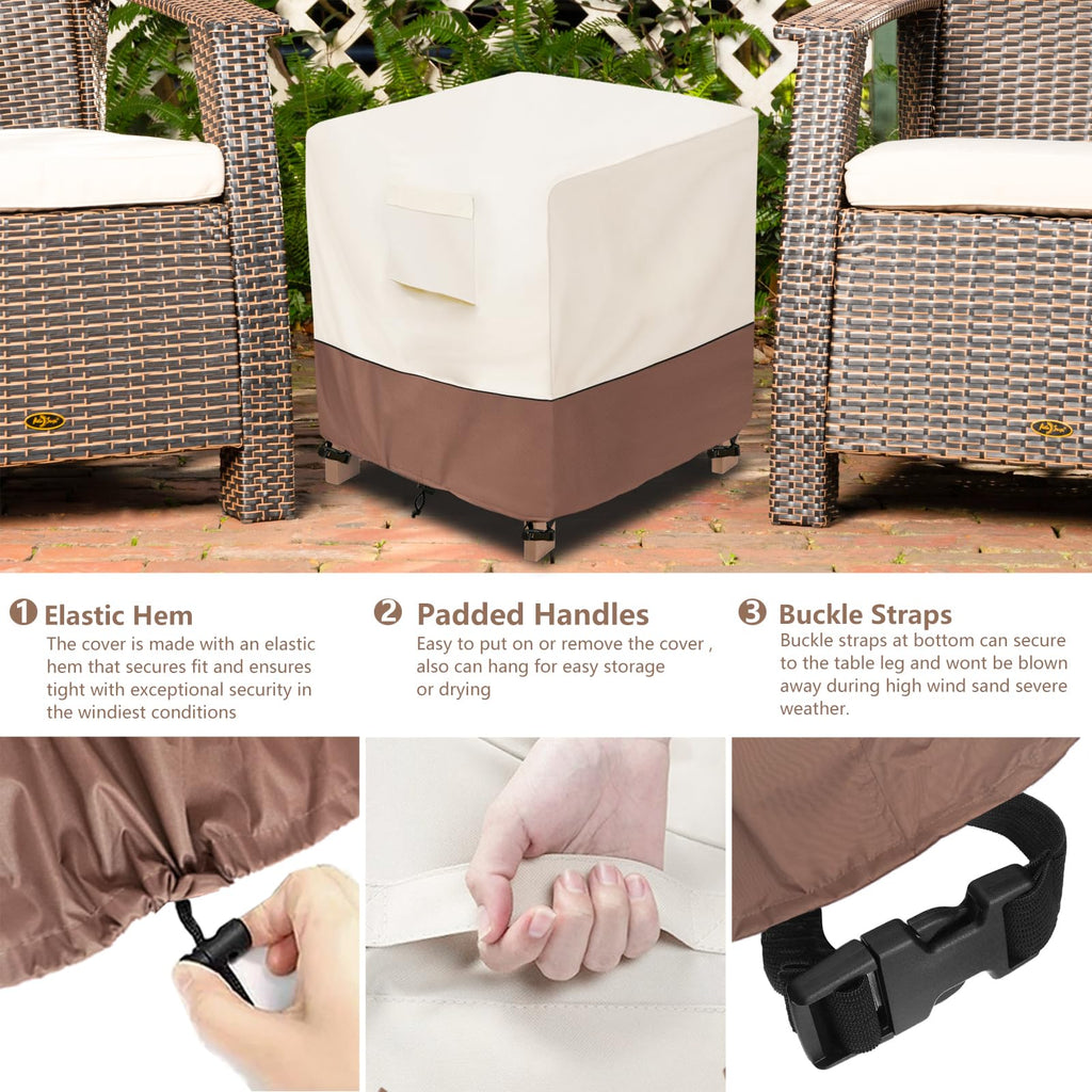 Patio Wicker Side Table Cover, Waterproof Square Patio Small Side Table Cover, Suitable for 3-Piece Outdoor Wicker