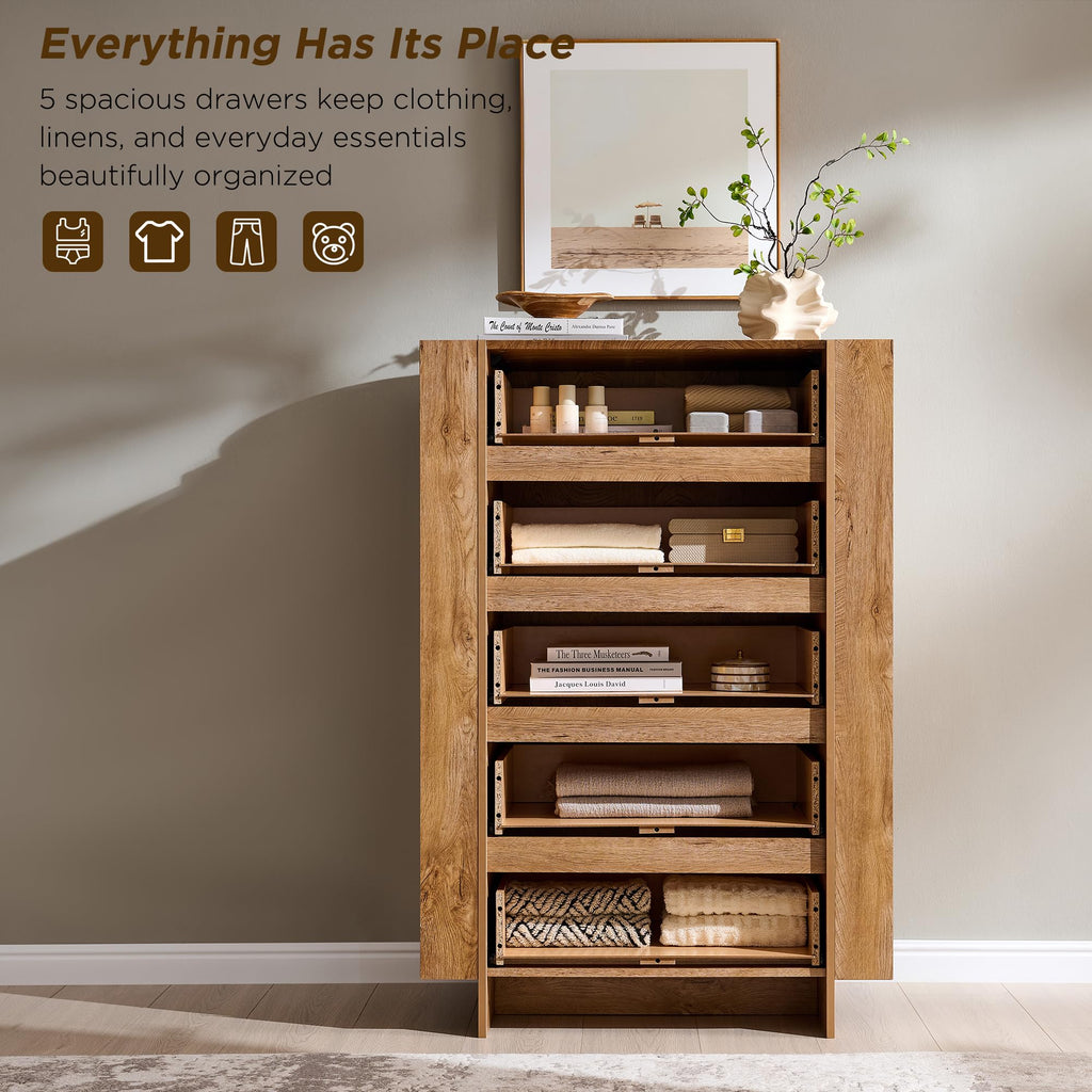 47" Tall 5 Drawer, 20" Depth for More Storage