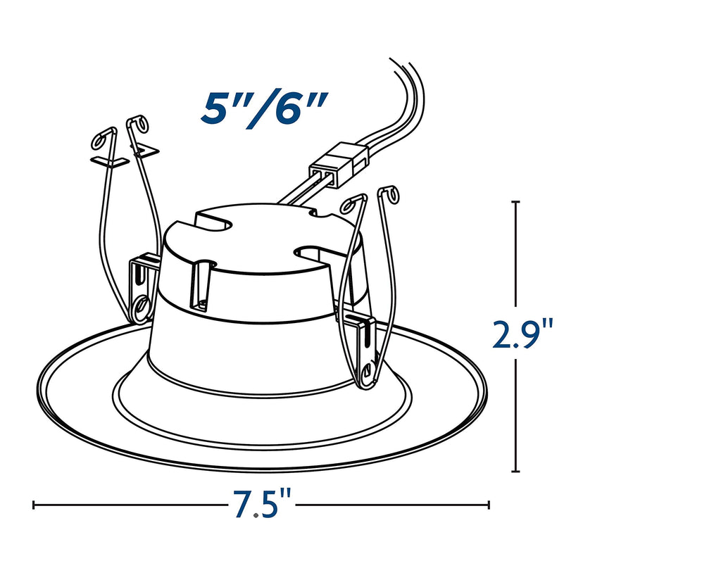 Round 6 Inch LED Recessed Retrofit Downlight, 11 W, Smooth Trim, CCT Selectable 2700K,3000K,3500K,4000K,5000K, White