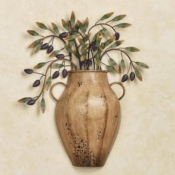 Vaso con Olives Metal Wall Sculpture