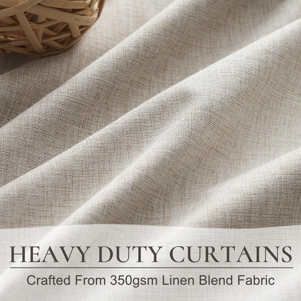 100 Inch Curtains Complete Blackout Curtains 2 Panels Set, Large Window Custom Length 100 Inches Long Neutral Cream
