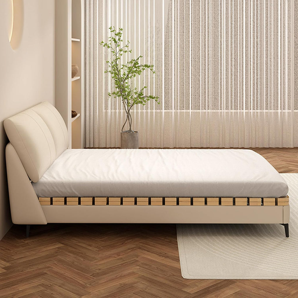 Solid Wood Slatted Bed Frame, Japanese Floor Platform, Natural Wood, 74.8" x 59", Foldable Roll-Up Design, No