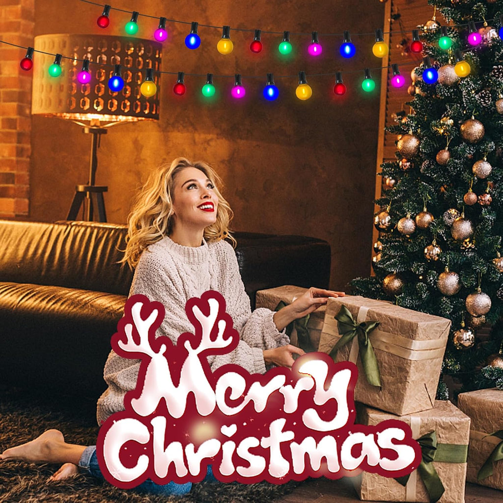 Globe String lights,Frosted Multicolor LED Christmas Lights with 27 Shatterproof LED Bulbs, Hanging Christmas Tree