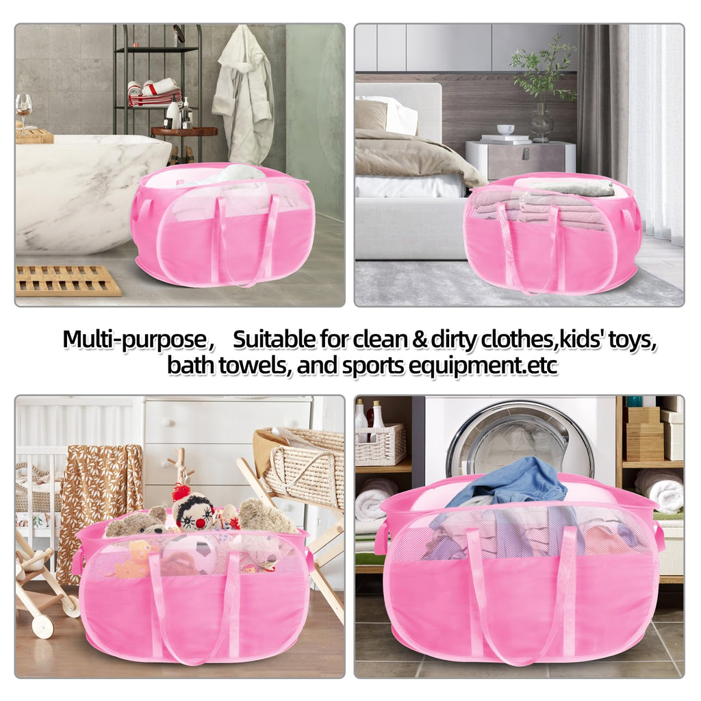 Collapsible Laundry Baskets, Tear Proof Pop Up Laundry Hamper with Dual Handles, Large Foldable Laundry Basket