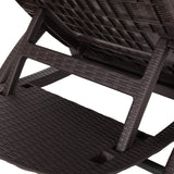 Blanche Outdoor Faux Wicker Chaise Lounge, Dark Brown