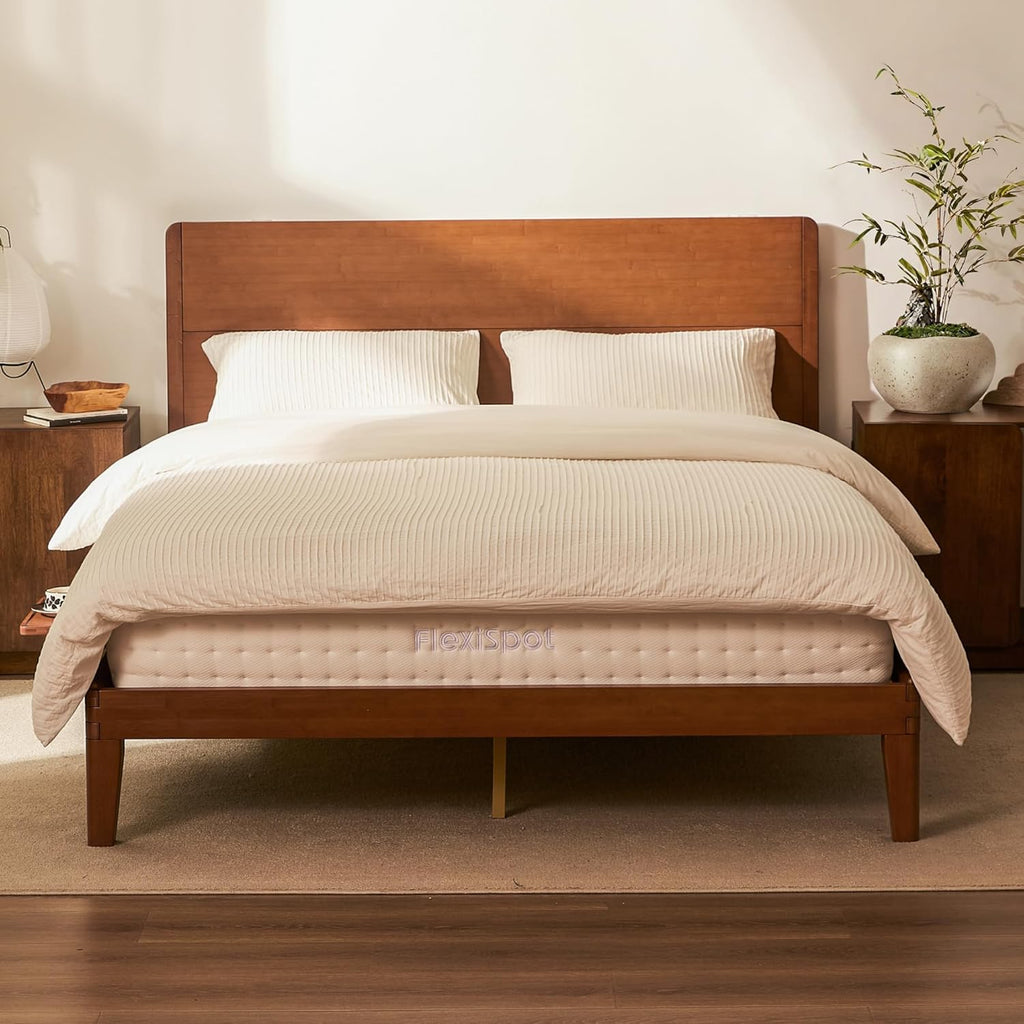 Hako G4 Bamboo Bed Frame with Japanese Joinery, Queen Bed Frame with Storage Headboard, Charging Station, SGS