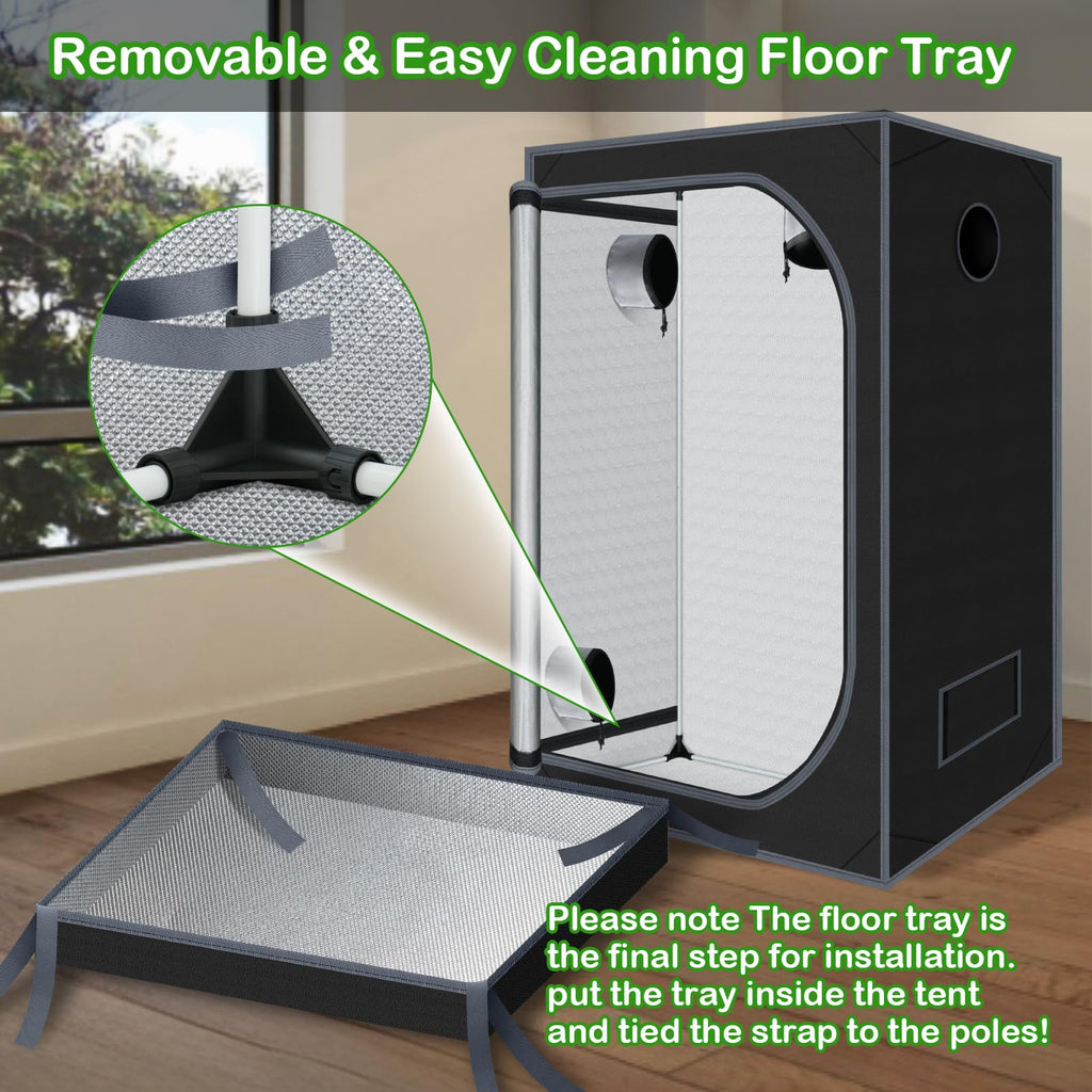 4x4 Grow Tent 48"x48"x78" 600D Mylar Hydroponic Growing Tents for Plant
