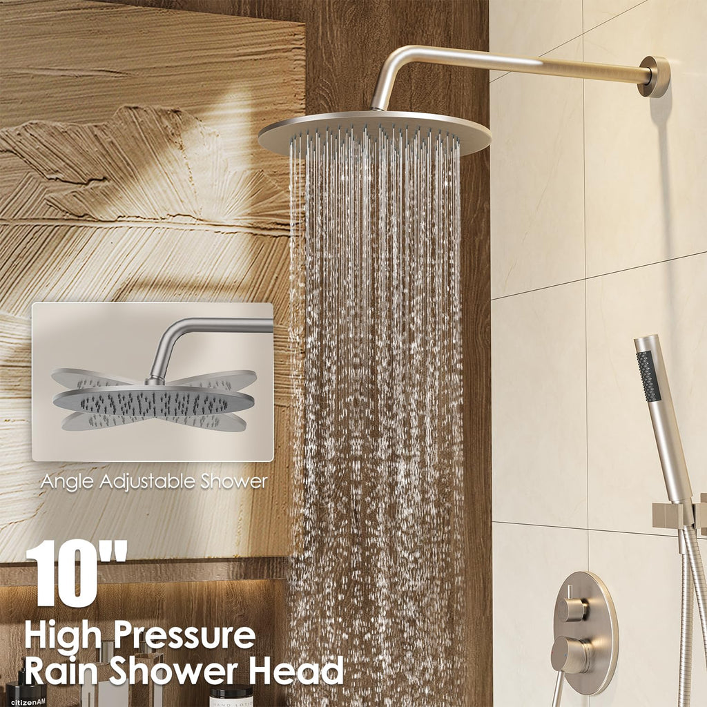 Shower System, 10" Bathtub Shower Faucets Set, Brushed Nickel