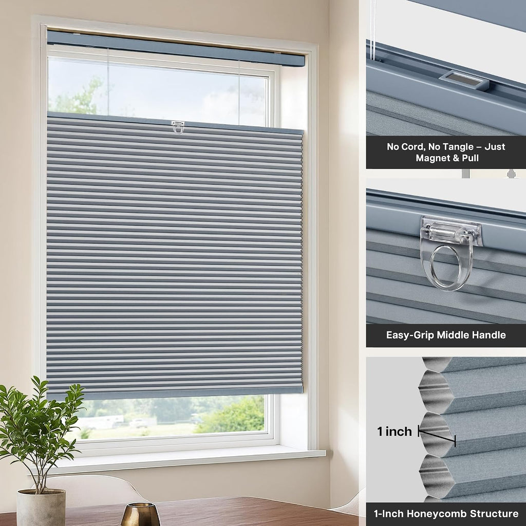 TDBU Cellular Shades, Blackout-White, 20" W x 48" H