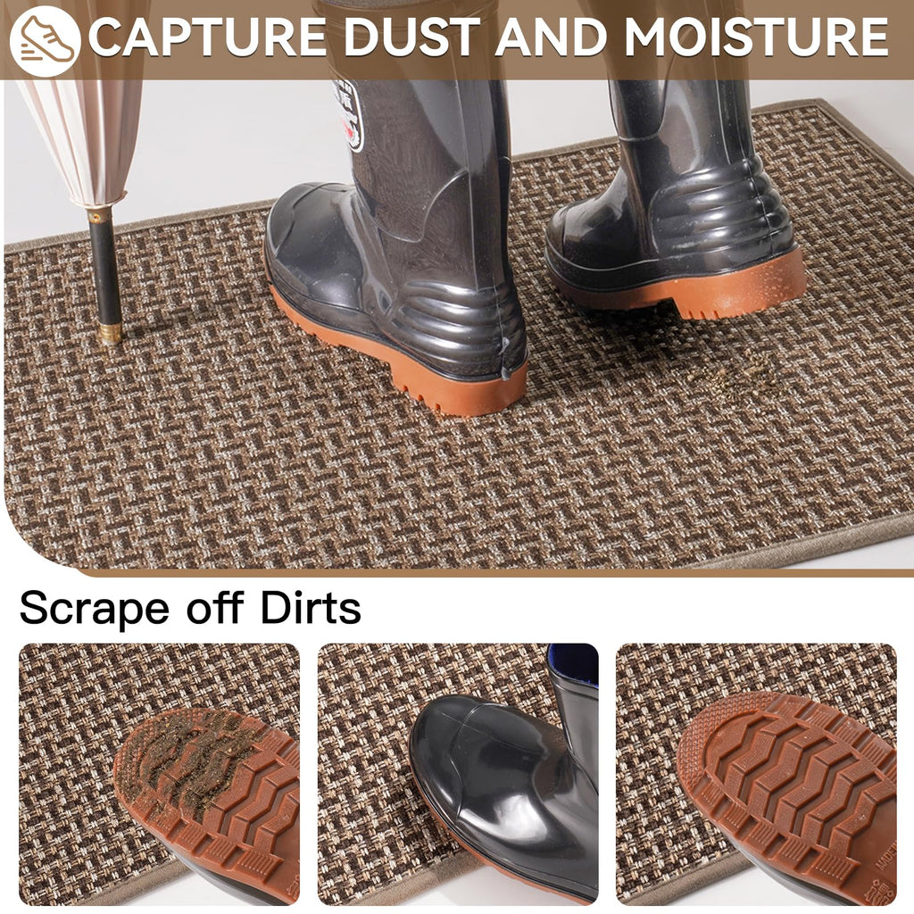 Front Door Mat Indoor Non Slip Entry Mat Extra Large Brown 36"x60"