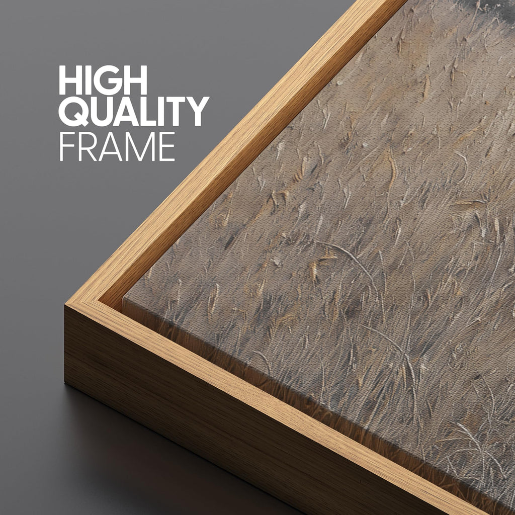Large Framed Canvas Print Wall Art Neutral Wheat Field Rustic Prairie Landscape Illustrations Modern Art Relax/Calm