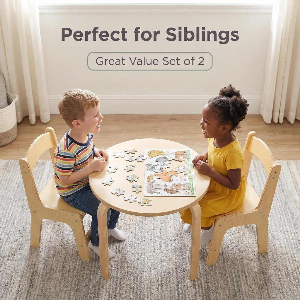 Solid Wood Toddler Chair -Ergonomic Kids Wooden Chair with Anti-Slip Feet, Rounded Corners, Easy Clean Finish