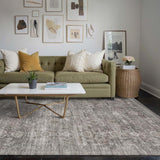 5x7 Washable Vintage Boho Area Rug, Low Pile Non-Slip Faux Wool Carpet Taupe Grey