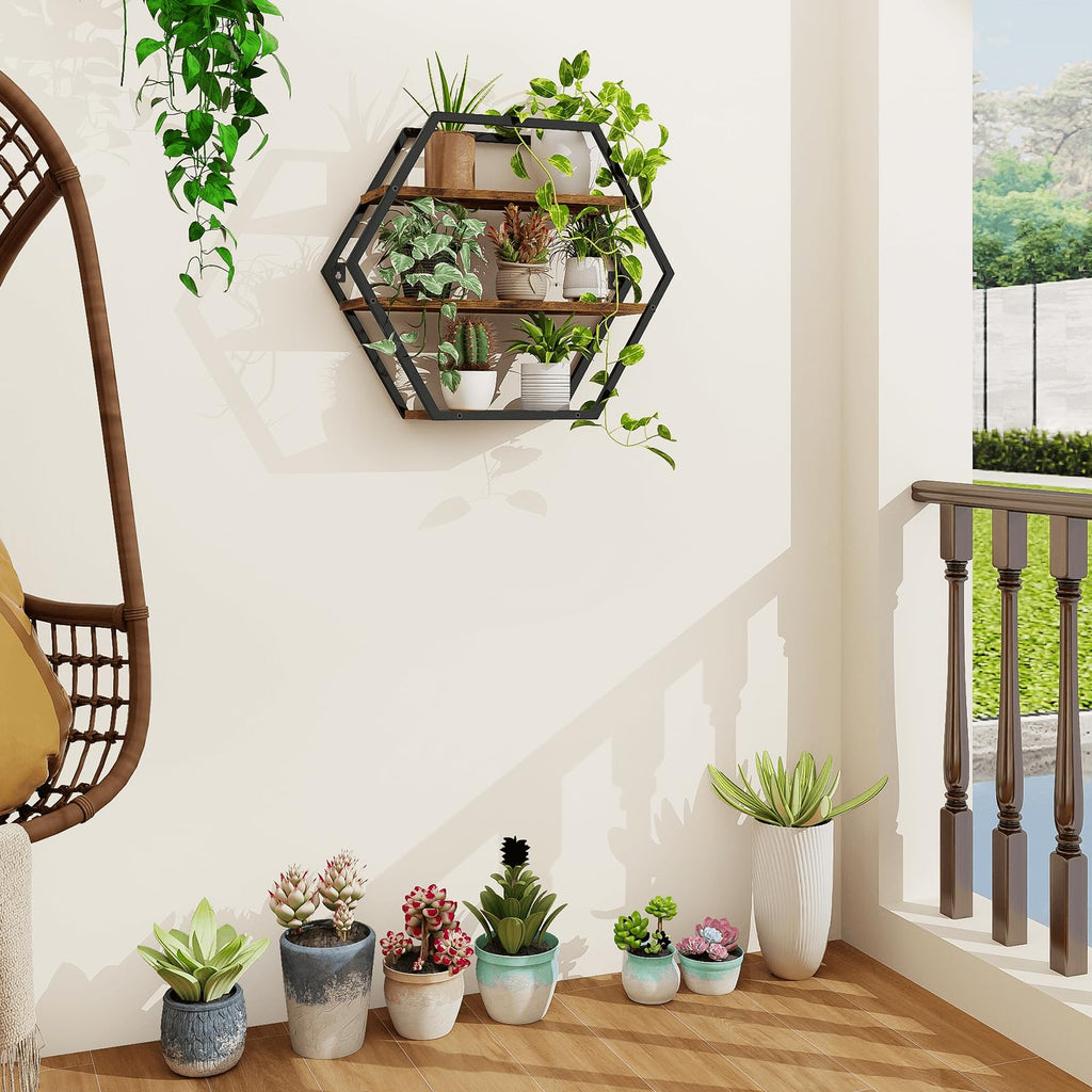 Hexagon Shelves for Wall, Decorative Hexagon Floating Shelves