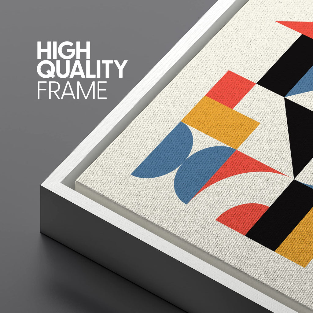 Framed Canvas Print Wall Art Bauhaus Geometric Color Block Pattern Abstract Shapes Illustrations Modern Decorative