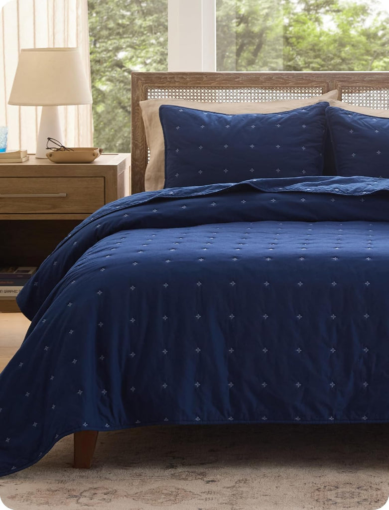 100% Cotton Quilt Set - King Bedspread, Lightweight Soft Bed Coverlet, PureWoven, 3-Piece Cozy Stitching Comforter