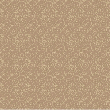 Tan Scrolls 100% Cotton Fabric By The Yard
