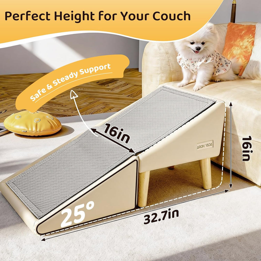 Dog Ramp for Couch, 16"H 2-in-1 Non-Slip Dog Stairs for Small Dogs