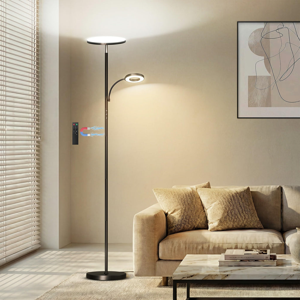 Floor Lamp, Upgraded 42W 4000LM Super Bright LED Floor Lamp Bedroom, Dimmable Standing Reading Floor Lamps