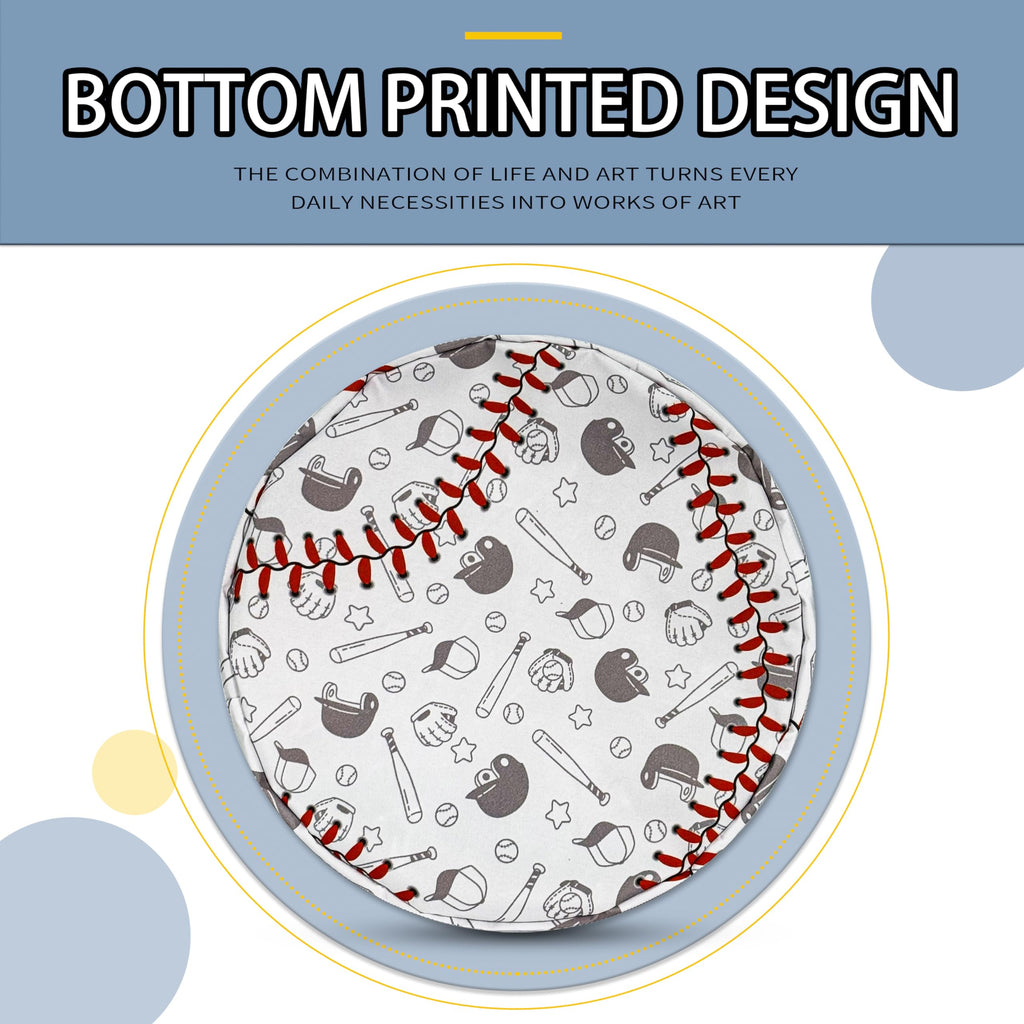 Baseball Pattern Laundry Basket Foldable Waterproof Hamper 18.9 x 16.5 Inch