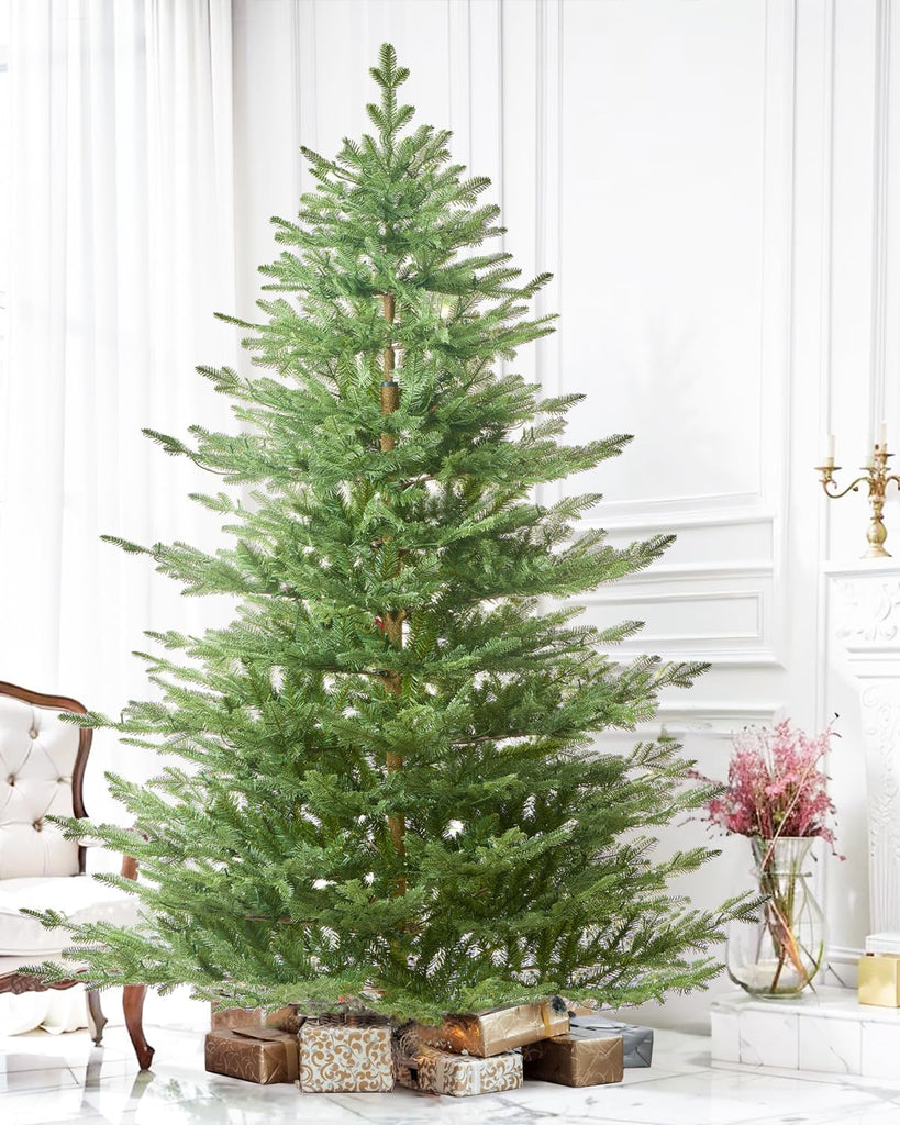 Pre-lit Christmas Tree 7.5ft Aspen Fir, 750 Warm White & Multi-Color LED Lights, Hinged Holiday Xmas Artificial Tree