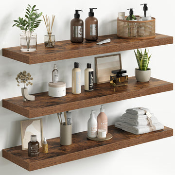Floating Shelves for Wall 36 Inch Set of 3, Farmhouse Floating Shelves with Invisible Heavy Duty Bracket, 10 Inch